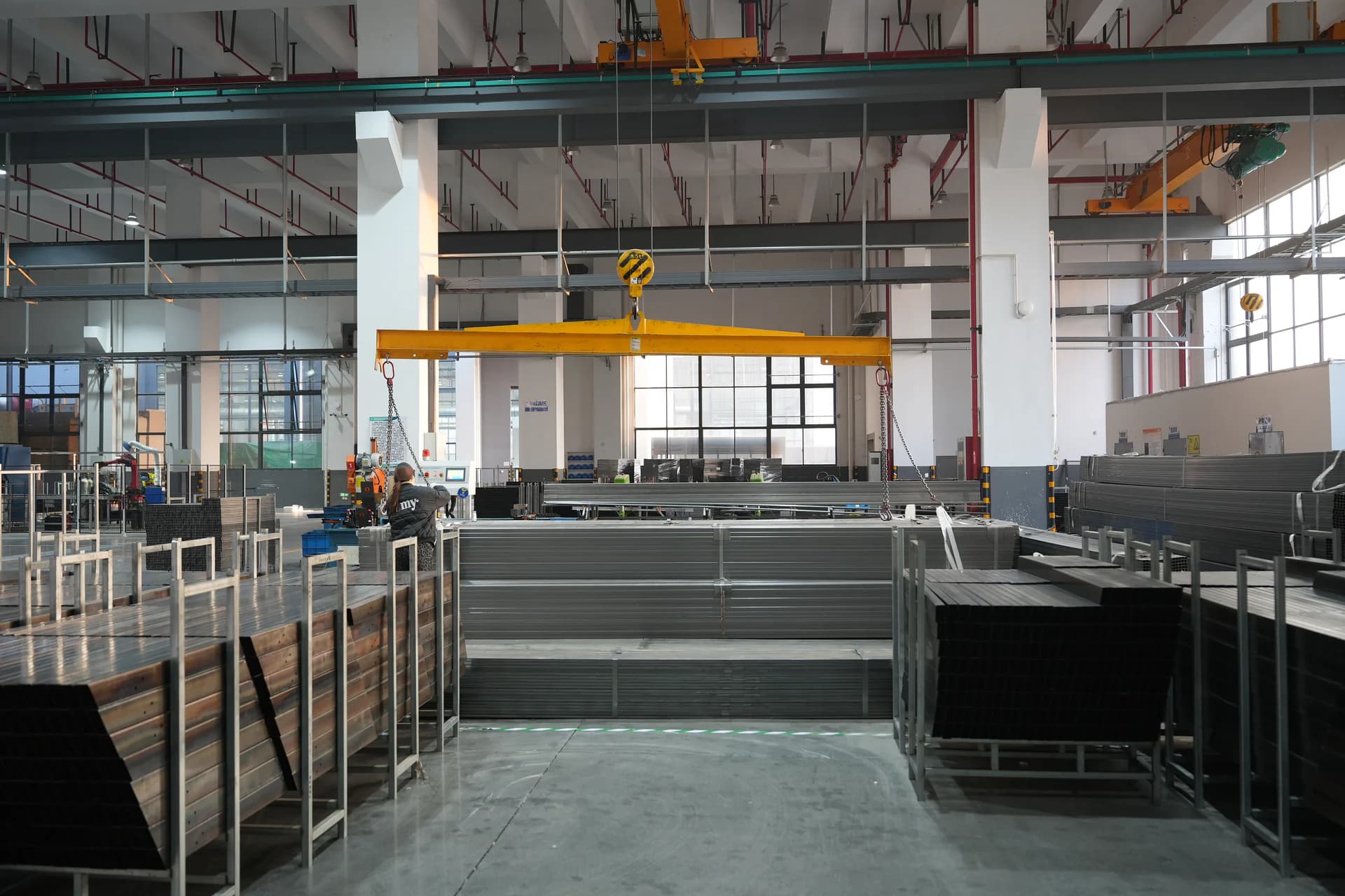 Metal furniture components in the manufacturing workshop